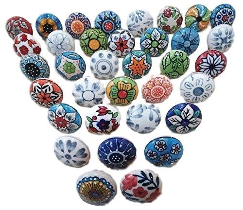 JGARTS 20 X Mix Vintage Look Flower Ceramic Knobs Door Handle Cabinet Drawer Cupboard Pull - Image 2